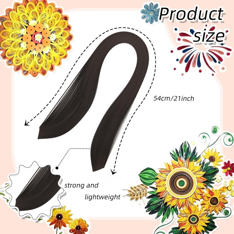 silllule 360Pcs Paper Quilling Strips 3mm (1/8inch) Width 54cm (21inch) Length Strips Quilling Art Paper, Single Color Quilling Strips Paper for Art,Parper Craft Decorating,Paper Hand Craft (Coffee) - Image 2